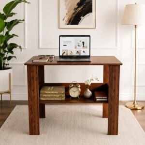 SPYDER CRAFT Portable Work from Home Study Desk Engineered Wood Office Table Engineered Wood Multipurpose Table (Free Standing, Finish Color - Walnut, DIY(Do-It-Yourself))